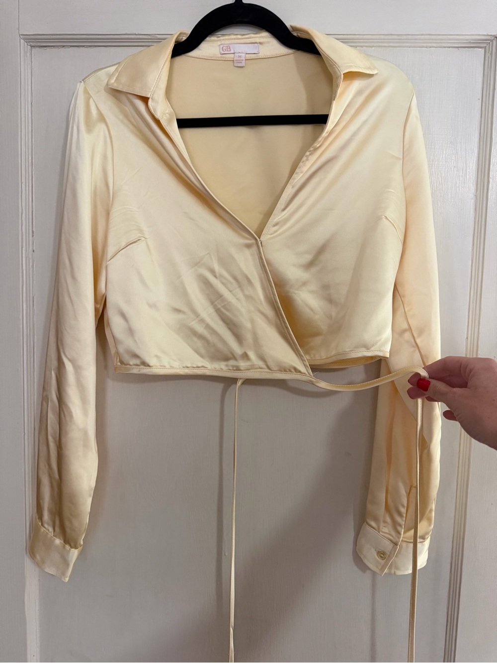 Gianni Bini Satin Wrap Crop Top
